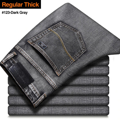 Classic Style Summer Men's Thin Grey Jeans Business Fashion High Quality Stretch Denim Straight Pants Male Brand Trousers - Infernal Wear - 