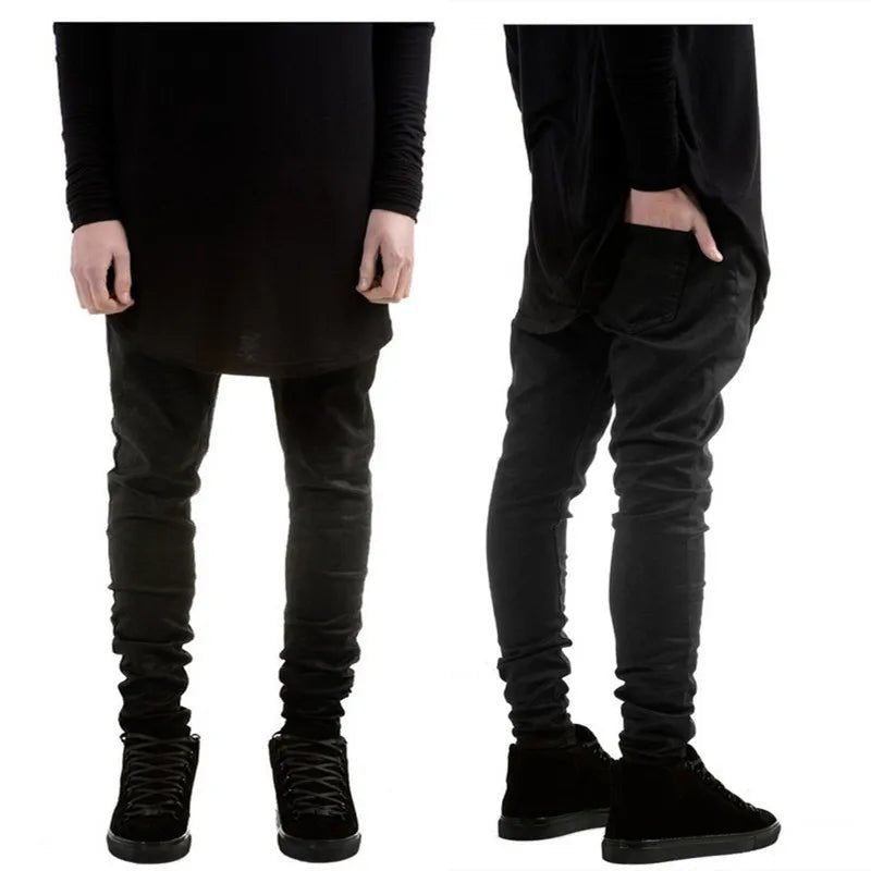 men's black slim fit stretch biker jeans pants - Infernal Wear - 