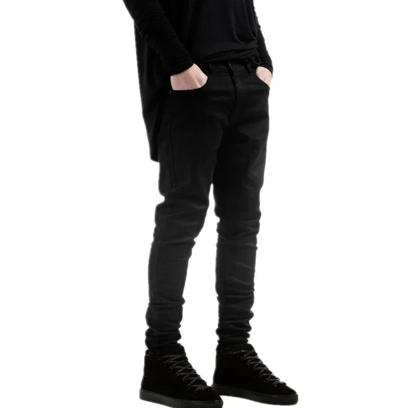 men's black slim fit stretch biker jeans pants - Infernal Wear - 