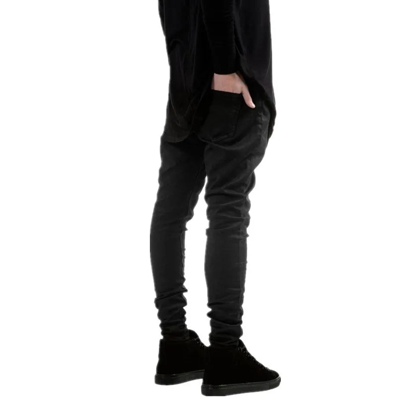 men's black slim fit stretch biker jeans pants - Infernal Wear - 