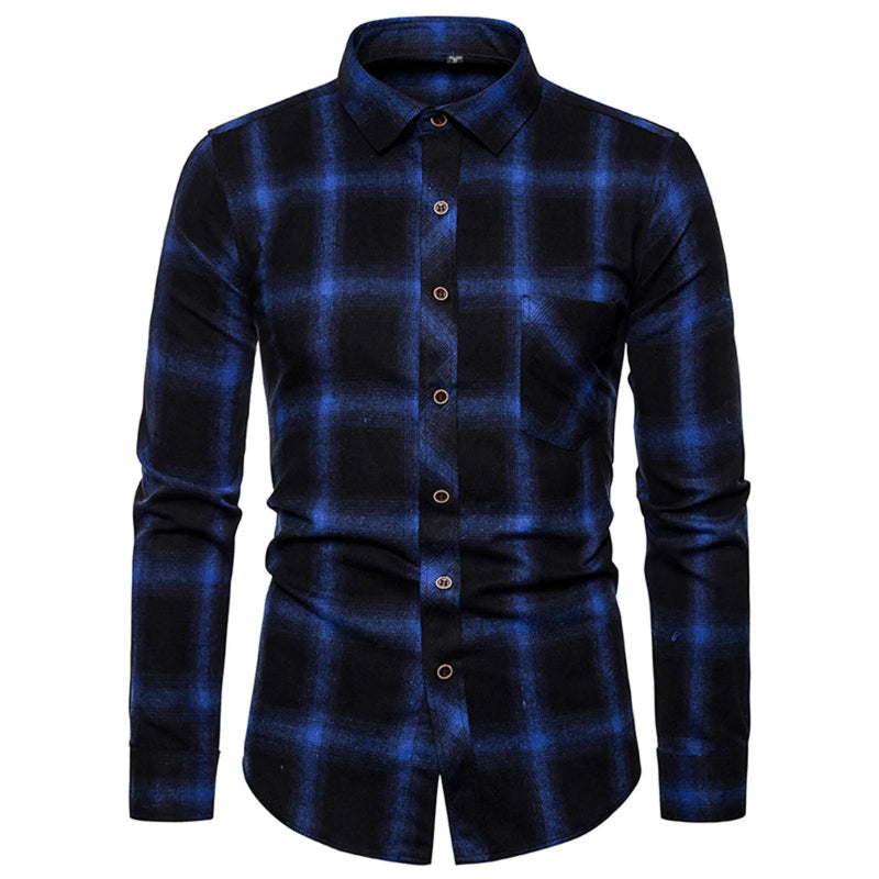 Men's Long Sleeved Plaid Flannel Classic Shirt - Infernal Wear - 