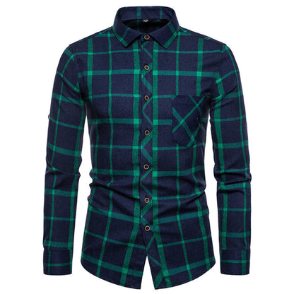 Men's Long Sleeved Plaid Flannel Classic Shirt - Infernal Wear - 