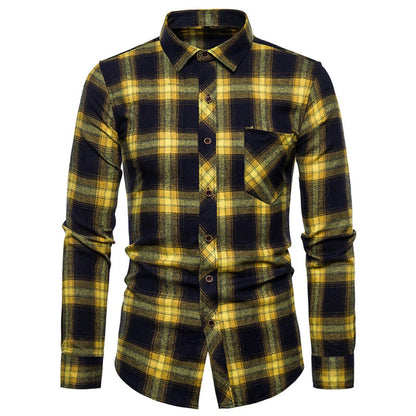 Men's Long Sleeved Plaid Flannel Classic Shirt - Infernal Wear - 