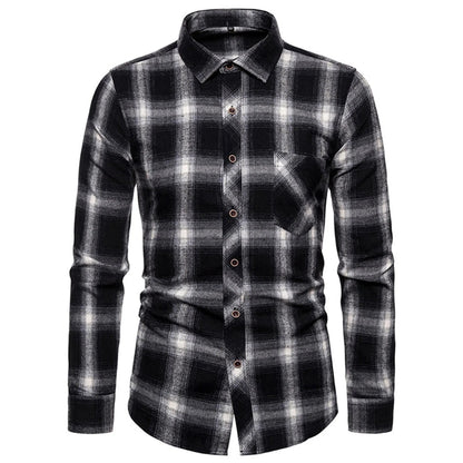 Men's Long Sleeved Plaid Flannel Classic Shirt - Infernal Wear - 