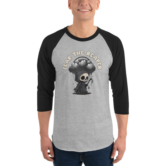 FEAR THE REAPER 3/4 GRY/BLK sleeve raglan shirt